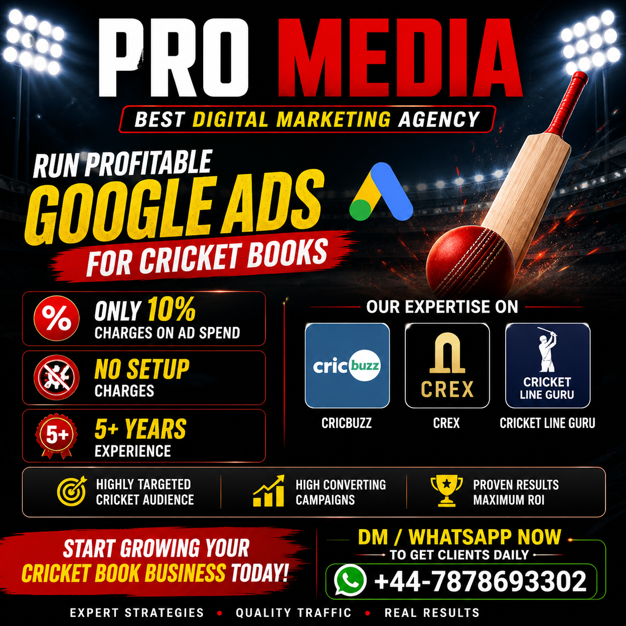 PRO MEDIA Google Ads for cricket books